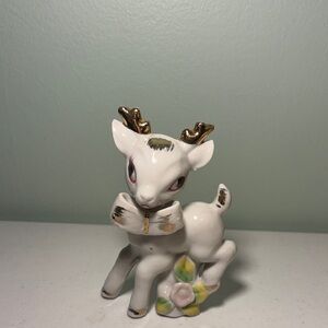 Vintage White Porcelain Reindeer Figurine